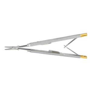 18-1816TC MILTEX-CASTROVIEJO Needle Holder 4-1/8&quot;(10.5cm), rounde handles, with lock, delicate smooth jaws