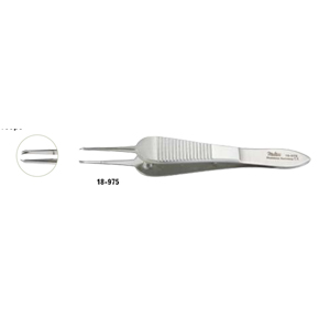 18-975 MANHATTAN EYE &amp; EAR Suturing Fcps 3-1/2&quot;(8.9cm), with smooth platform, 1x2 cvd teeth, overlapping each other, 0.7mm wide