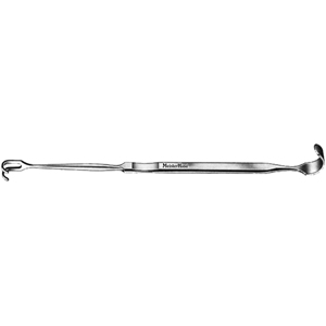 MH23-1049 JACKSON Trachea Ret, 7&quot;(17.8cm), double ended, 2 blunt prongs 5/16&quot;(2.4cm) wide, and solid blade 3/8&quot;( (1cm) wide